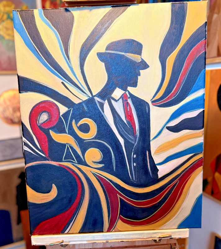 Abstract Oil Painting - 16x20 Inches - Modern Elegance with Bold Swirls gallery