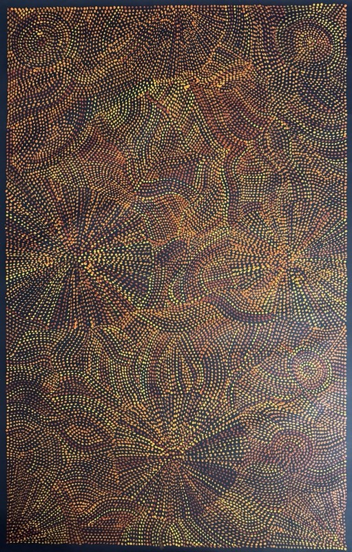 Joy Purvis Petyarre ,Authentic Aboriginal Art, Size; 150 x 100cm Bush Yam Seeds