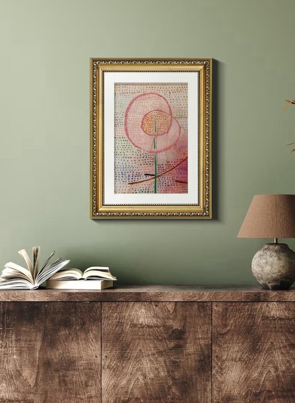 Klee Style Abstract Floral Wall Art - Gold Framed Multicolor Canvas 11x14 Print gallery