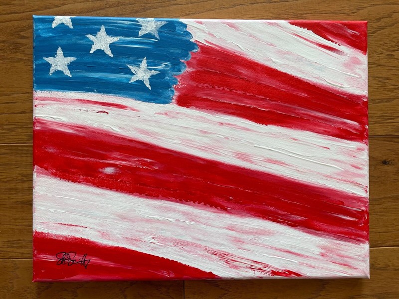 GALLANTLY STREAMING FLAG ACRYLIC PAINTING CANVAS 11×14 ORIGINAL by SDSchwitters
