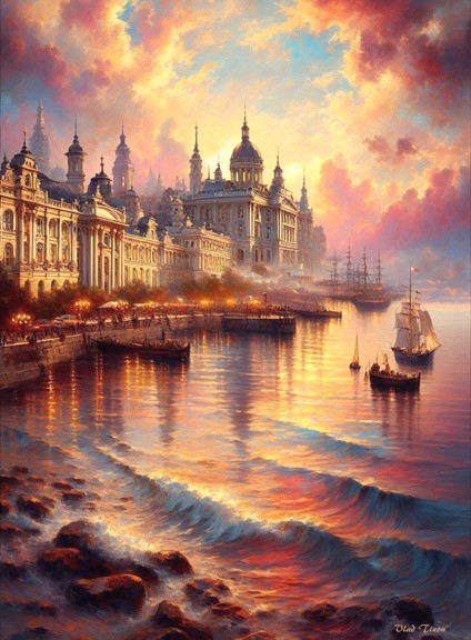 UKRAINE Odessa. Landscape. Painting Giclee canvas 16″x20″ with Mat Frame
