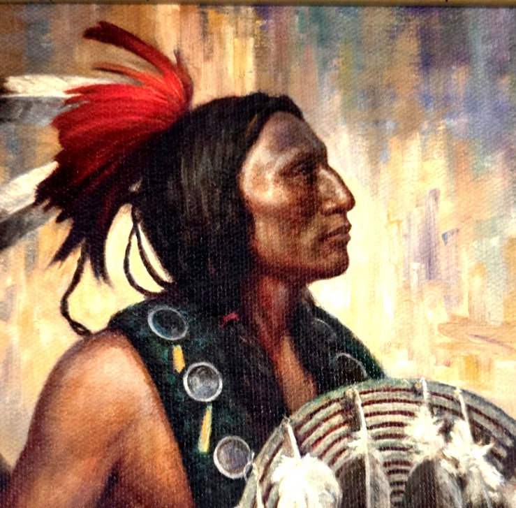 MARK MARTENSEN Native Warrior Signed Limited 1/1 Print Canvas Giclee Framed 19″