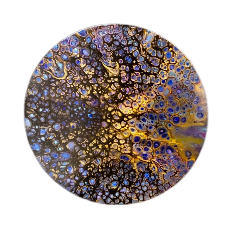 Original 12 Round Acrylic Fluid Paint Pouring Art On Canvas, Home Décor