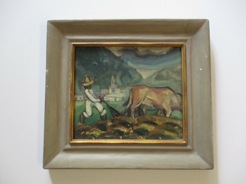 IVAN MESSENGER OIL PAINTING MEXICO MEXICAN PORTRAIT FARMER WPA REGIONALIST RARE