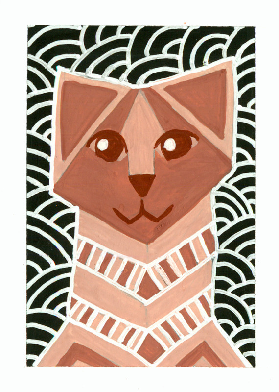 ACEO Original Cat Kitty Kitten Pet Miniature Painting Animal Art OneCraftyLady