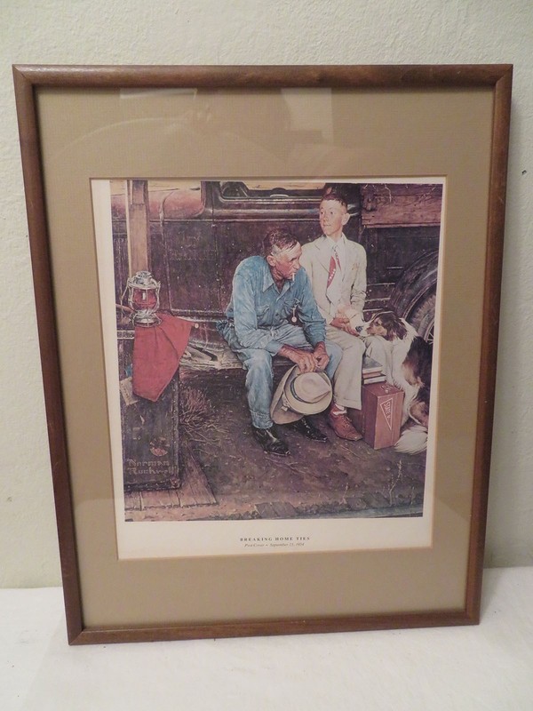 Vtg Breaking Home Ties Norman Rockwell Saturday Evening Post Sep 1954 Frmd Print