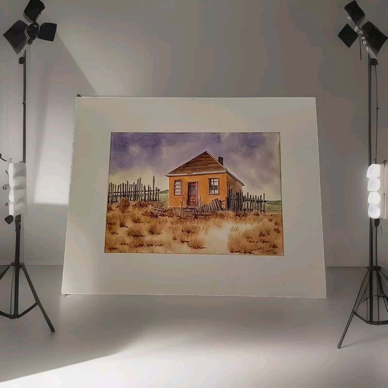 Albert Noyer Original Watercolor Painting Casita With Red Door Cerrillos Signed