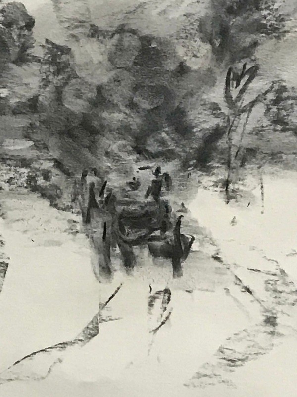 Hermann Eller (1925-2009): Charcoal Drawing Landscape, 1973, Signed and Dated gallery