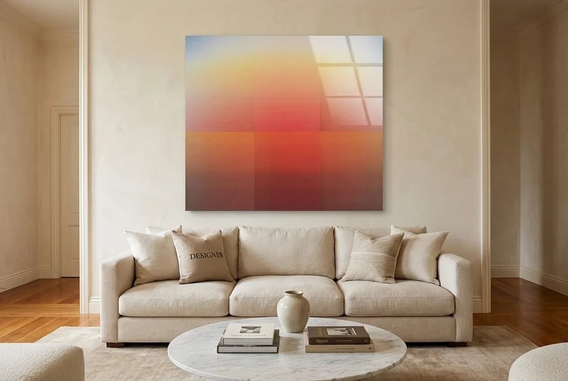 Abstract Gradient Premium Red 100x90cm Minimalist Wall Art Acrylic Glass