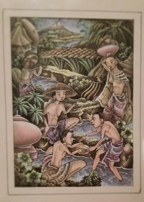 Balinese Original E. Made Pering Miniature Watercolor Southeast Asian Art