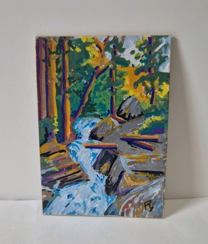 ACEO Art Trading card OOAK Landscape Orig Acrylic on Board PMartinArtworks