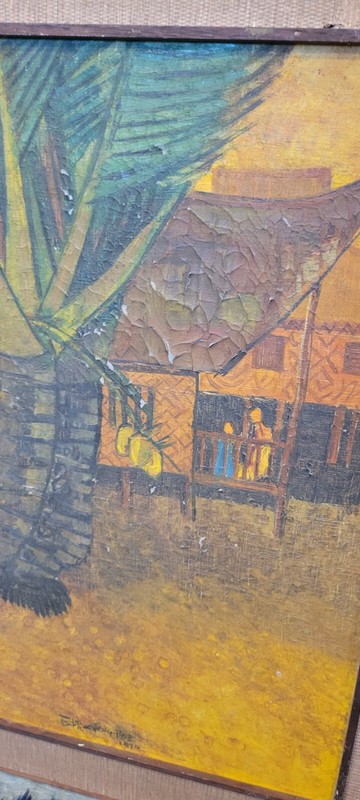 Excellent Singapore Bali Asian Mid Century Folk Painting Phua Cheng Phue gallery