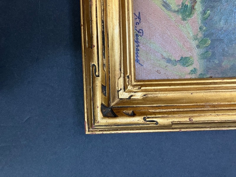 F.C. Peyraud painting 10" x 13-7/8" with ORIGINAL Newcomb Macklin frame gallery