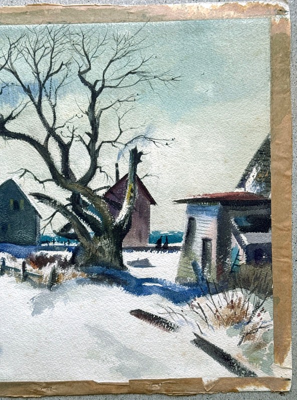 JAMES VANCE 1940s Provincetown Cape Cod Winter Village Snow Scene Painting gallery