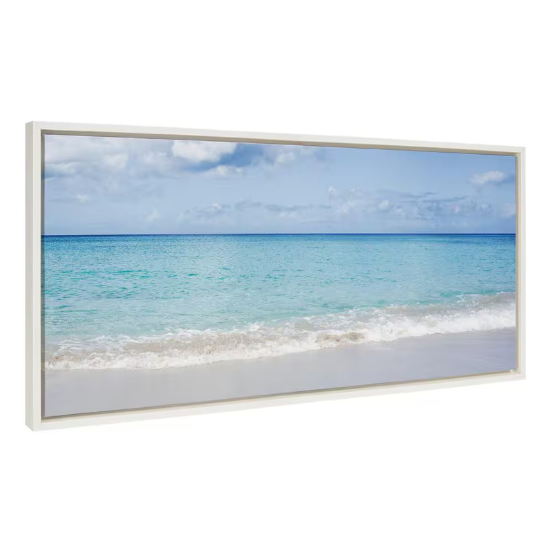 "Soft Wide Ocean Beach Landscape" by Vidal Hernandez, 1-Piece Framed Canvas Ocea gallery