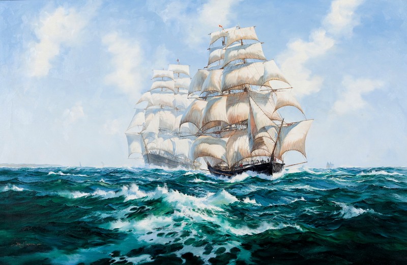Ancient warships Oil painting Giclee Art HD Printed on canvas L1079