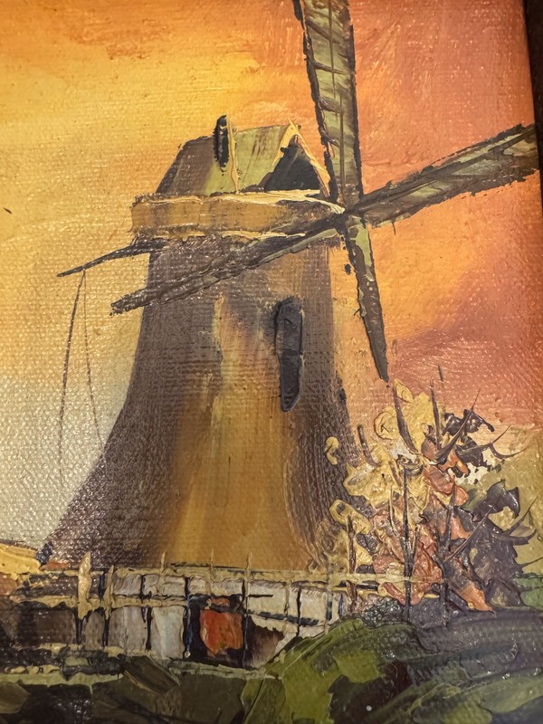 9x 8 Oil Painting of Windmill In 12.5x10.5 Frame signed By D. Haist. gallery