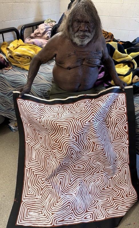 George “Hairbrush” Tjungurrayi 💕💕Aboriginal Art 96cm X 92cm COA Inc GHT01