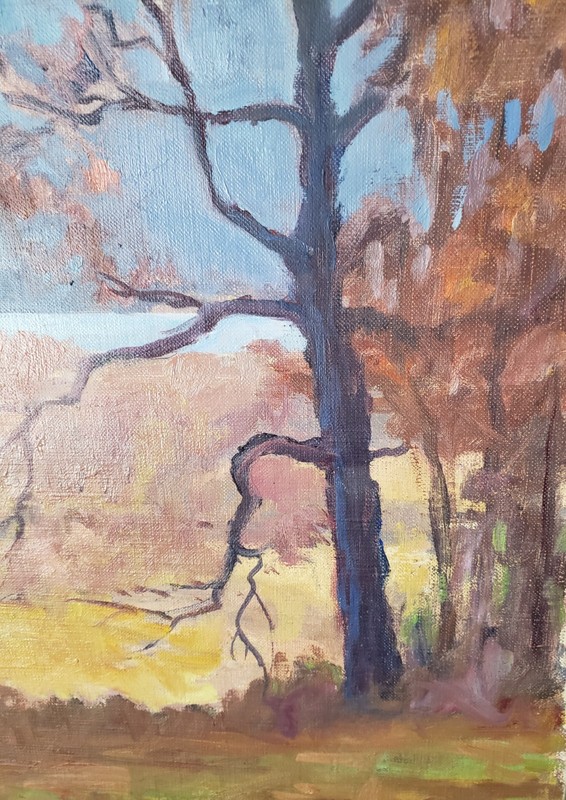 🔥 VINTAGE 25 X 30 ORIGINAL HOOSIER SCHOOL OIL PAINTING IMPRESSIONIST Landscape gallery
