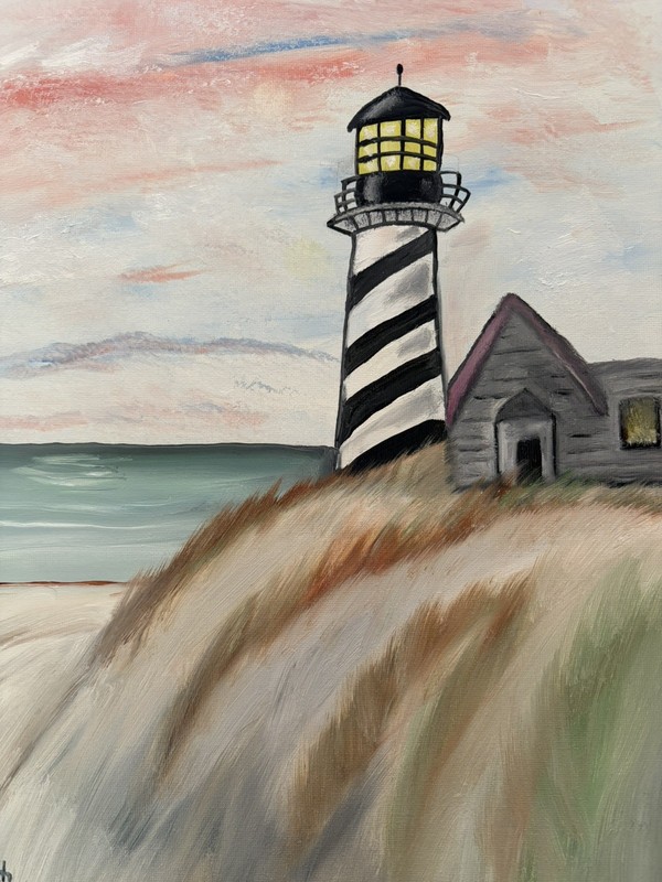Original oil painting 11 x 14 inch lighthouse over the ocean - free shipping gallery