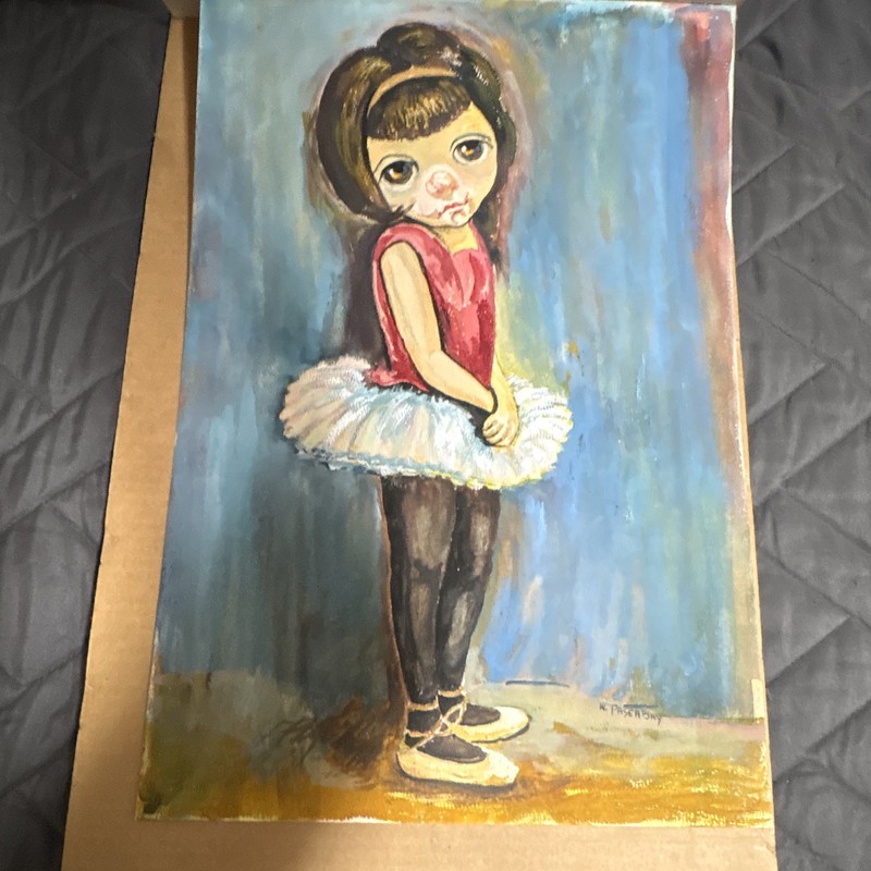 K. PASHKOVA Signed Ballerina Girl Portrait Painting, Small, Matted gallery