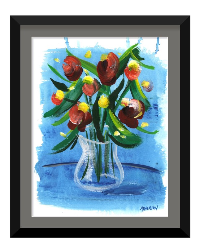 Atherton 9×12 Original Abstract Floral Mothers Day «Mother’s flowers 5» signed