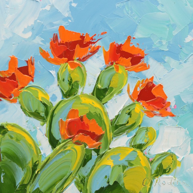 CACTUS FLOWER Oil Painting Orange Cactus Bloom Original Painting Desert Bloom gallery
