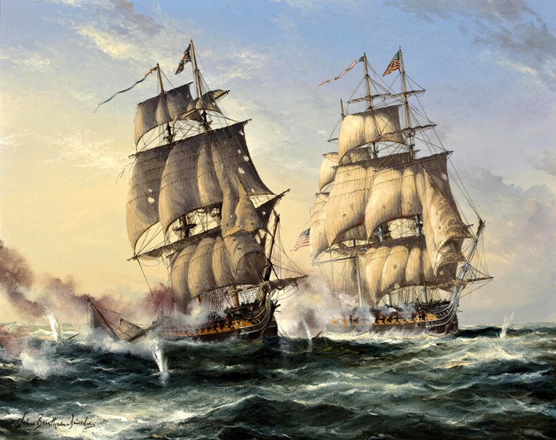 Classical oil painting Warship Giclee Art Printed on canvas L2640