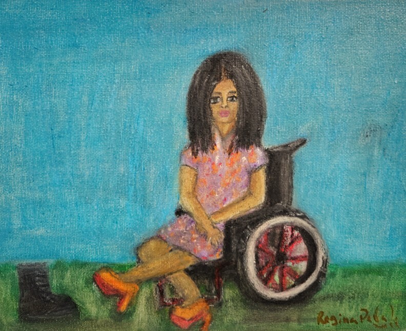 Original Art Painting,Pastel,8×10,Regina DeVal, Mama Wore Combat Boots