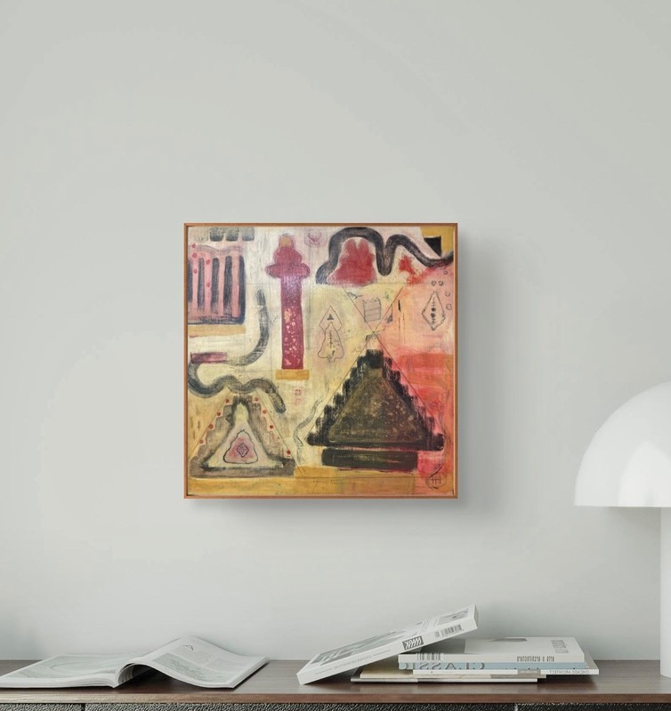 Original Abstract 12x12 Acrylic Painting on Wood Ready to Hang, Holly Hammond gallery