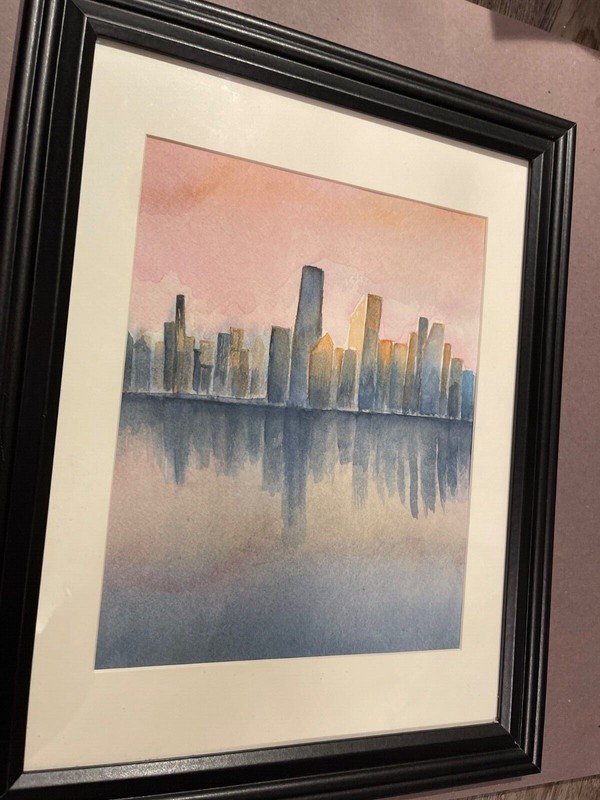  Original Chicago Watercolor 12” x  15” framed painting gallery