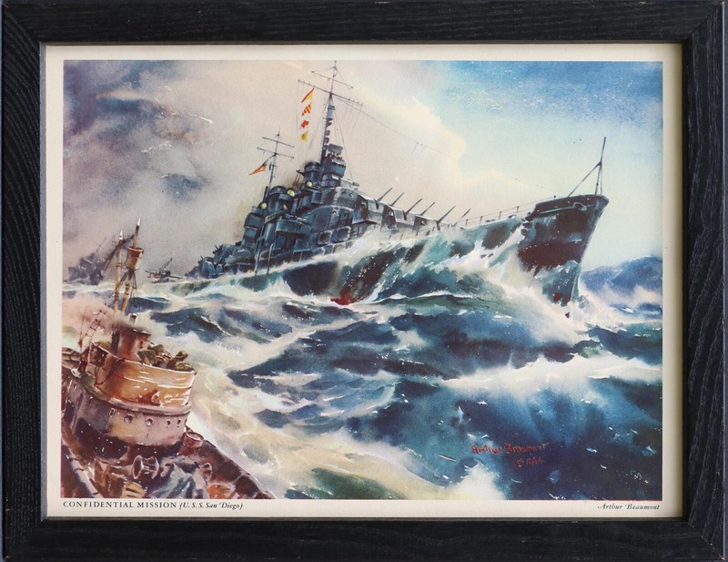 Confidential Mission US San Diego print of watercolor painting Arthur Beaumont