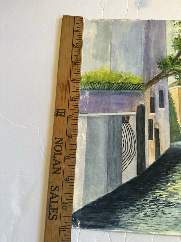 Vtg Italian Venice Canal Scene Watercolor Painting Tranquil Boats OOAK Italy Art gallery