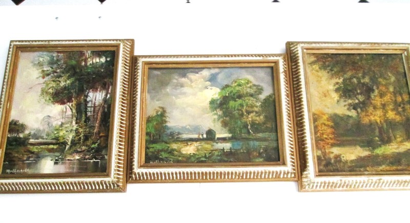 (3) LOVELY H ROTHSCHILD ORIGINAL VINTAGE IMPRESSIONIST OIL LANSCAPE PAINTINGS EC