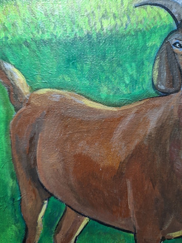 Original Contemporary Goat 8x10 Acrylic Painting Canvas Panel gallery