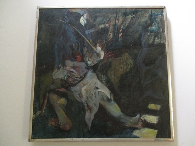 MYSTERY PAINTING ABSTRACT MODERNIST SIGNED SAMURAI EXPRESSIONISM EXPRESSIONIST