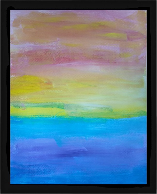 Abstract/Impressionism 11×14 Ocean Sun colorful Handmade Street Art Painting