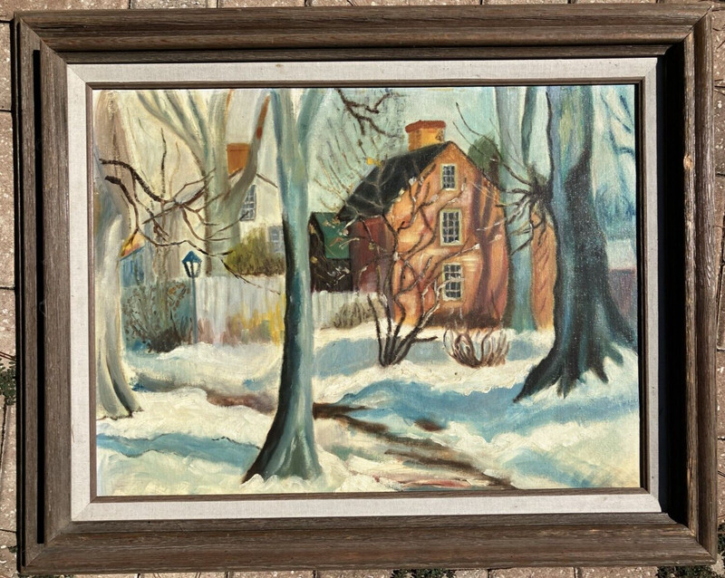 Red house in winter