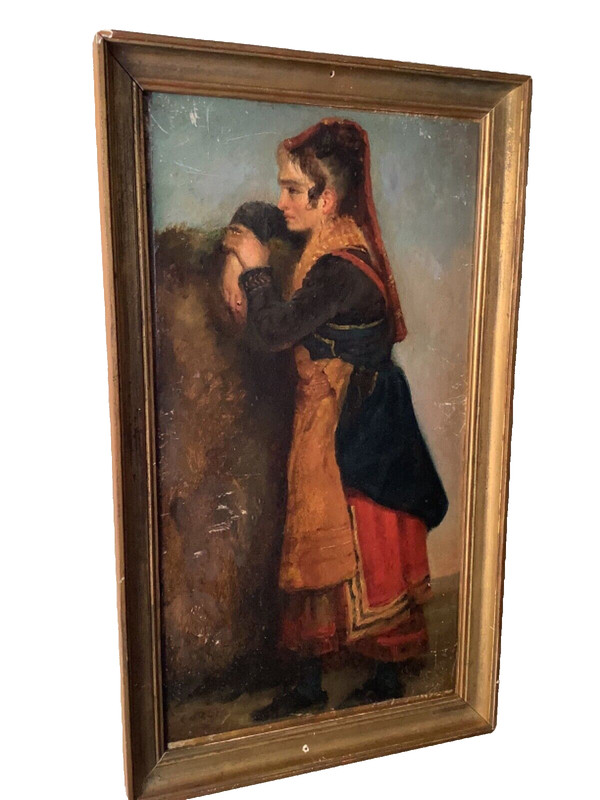19th CENTURY CAMILLE COROT - REALIST OIL PAINTING - WOMAN IN A LANDSCAPE gallery