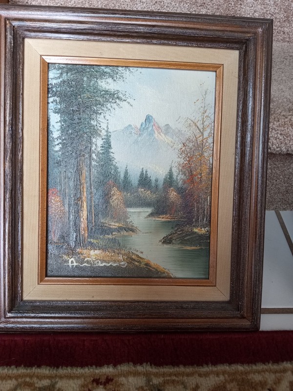ORIGINAL OIL PAINTING ON CANVAS LANDSCAPE 8X10 ARTIST ANTONIO 13×15 FRAMED