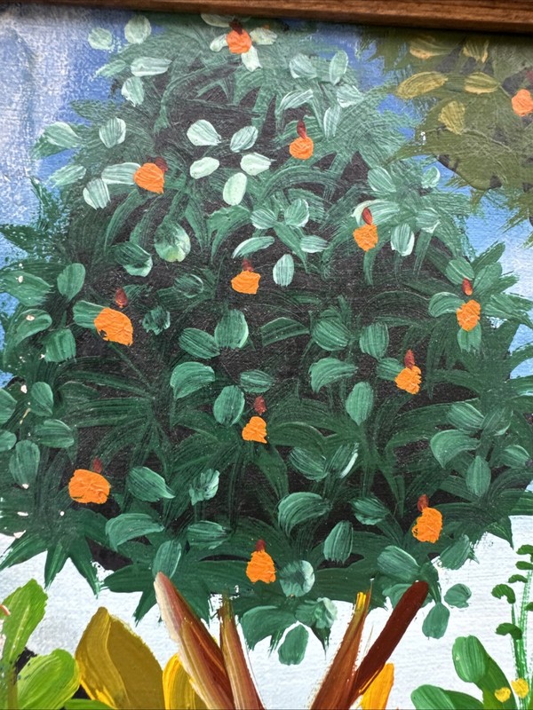 HAITIAN FOLK ART Naive Original Painting Jungle Animals Signed Mario Montilus gallery