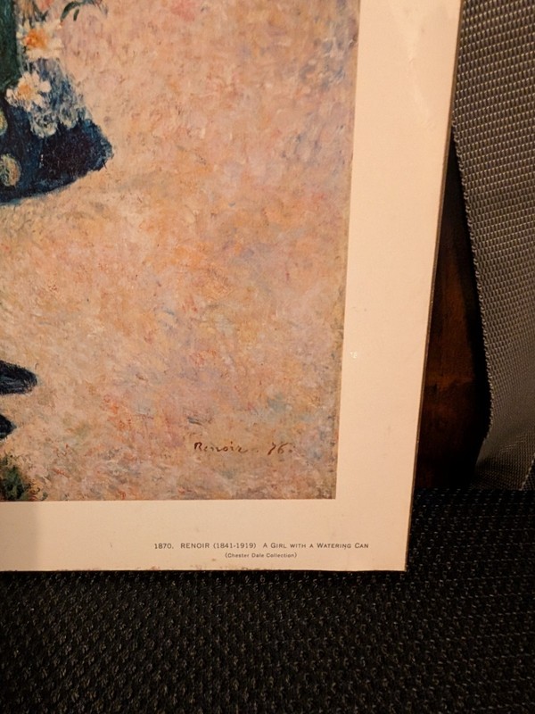 Framed Print Signed "A Girl With A Watering Can" RENOIR Chester dale collection gallery