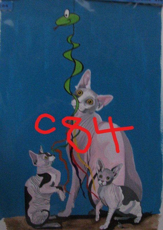 C98 ORIGINAL ACRYLIC PAINTING BY LJH "CLEOPATRA" EGYPTIAN MAU CAT gallery