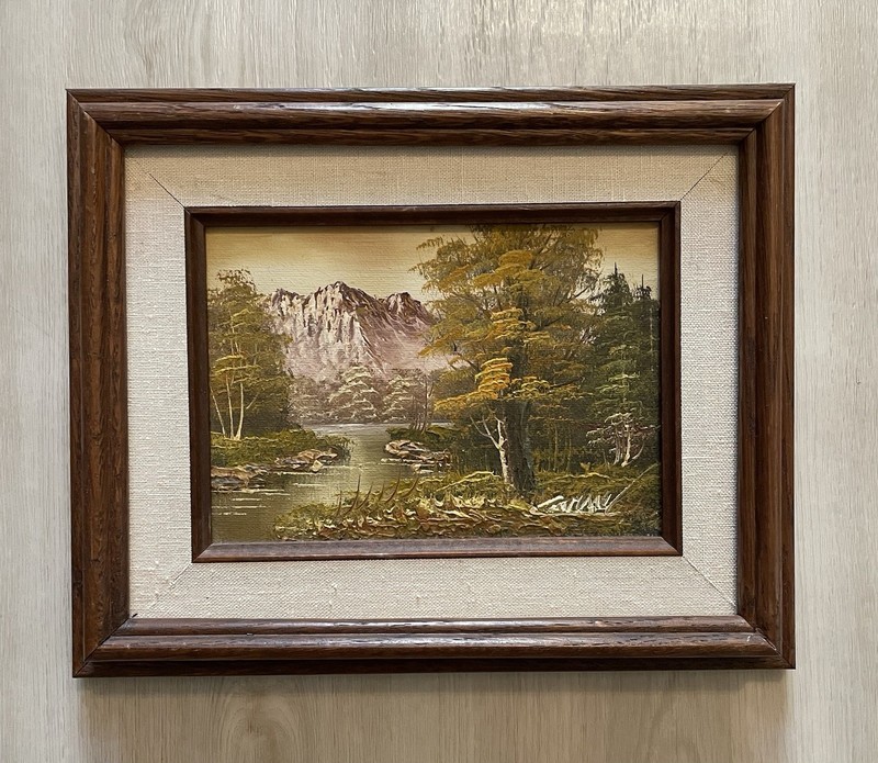 Vintage 70s Camaal Miniature Oil Painting Robert Sills Gallery Painting 4.5x6.5