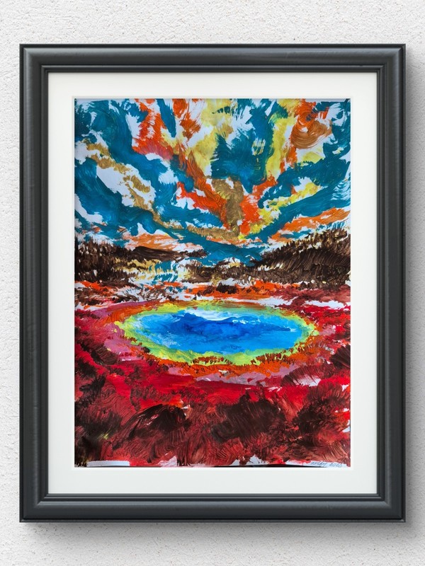 Original Expressionist 11×14 Bold Yellowstone Acrylic Paper Wall Art Signed P102