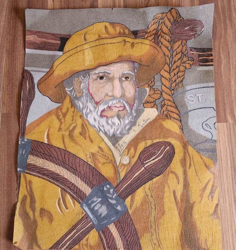 Vintage Felt Painting Old Salty 16×20