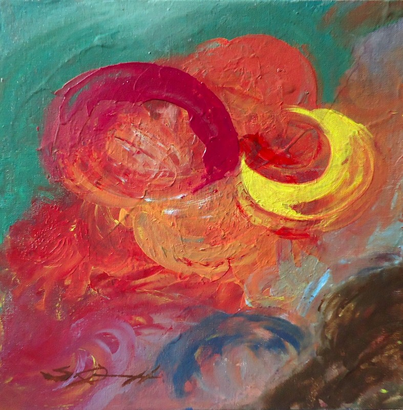 ORIGINAL PAINTING SIGNED acrylic «Crescent» 12×12 canvas panel Steven G. Graff