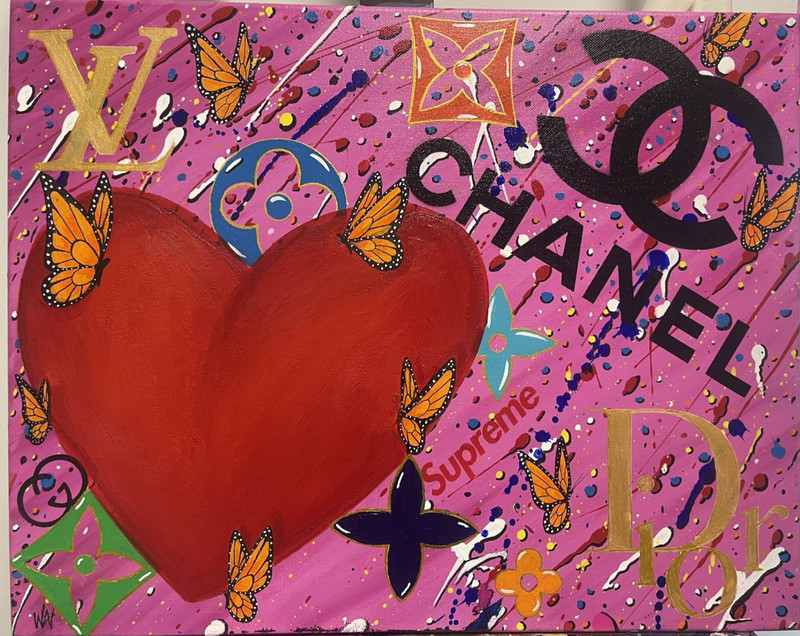 Original Pop Art Fashion Painting 16×20 Acrylic On Canvas,Signed,COA