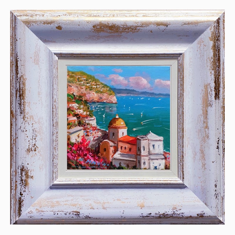 POSITANO PAINTING ITALY «LITTLE ART MEMORIES» ORIGINAL by SANNINO SUMMER DAY