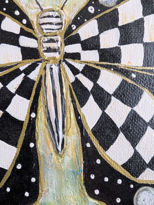 CHECKED BUTTERFLY ORIGINAL ACRYLIC impasto Painting 10"x 8" by Olga Diduh. gallery